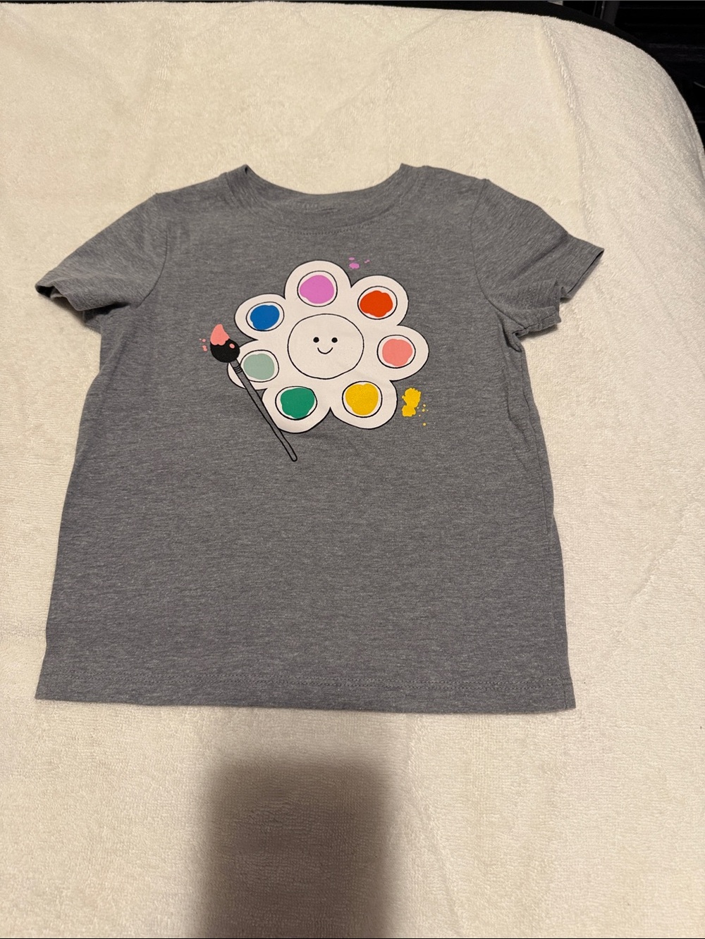 Cat & Jack Gray Kids T-Shirt with Colorful Paint Palette Graphic